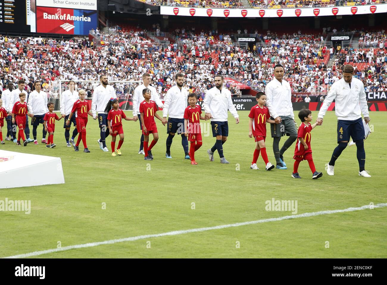 Jul 23 19 Landover Md Usa Real Madrid Players Escort Young Fans Onto The Field Prior To A Match In The International Champions Cup Soccer Series Against Arsenal At Fedex Field Mandatory