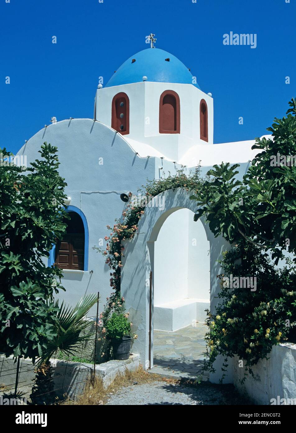 Orthodoxe Kirche auf der Insel Santorin, Griechenland, Stock Photo