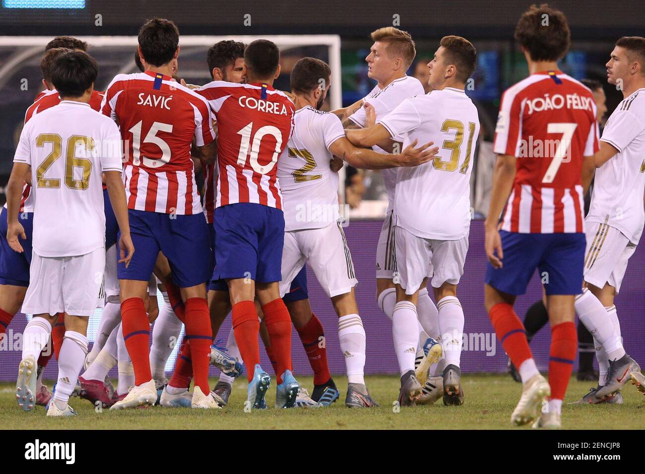 Jul 26 19 East Rutherford Nj Usa A Fight Breaks Out Between Real Madrid And Atletico De Madrid During The Second Half Of An International Champions Cup Soccer Series Match At Metlife