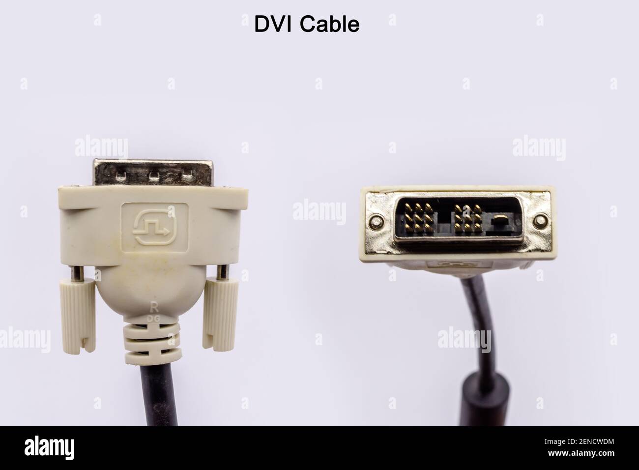 DVI Cable connector. white DVI monitor connector isolated on white