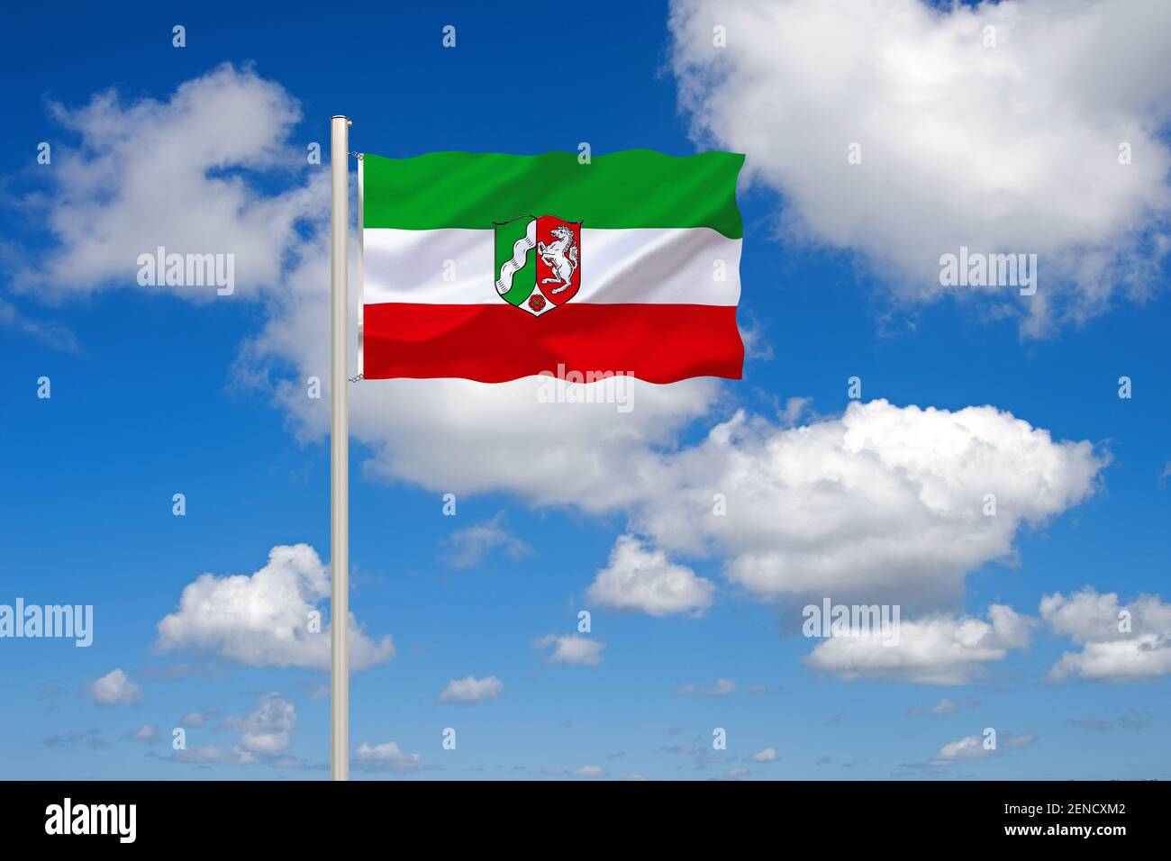 Die Flagge von Nordrhein-Westfalen, Dienstflagge, Landesdienstflagge, Stock Photo