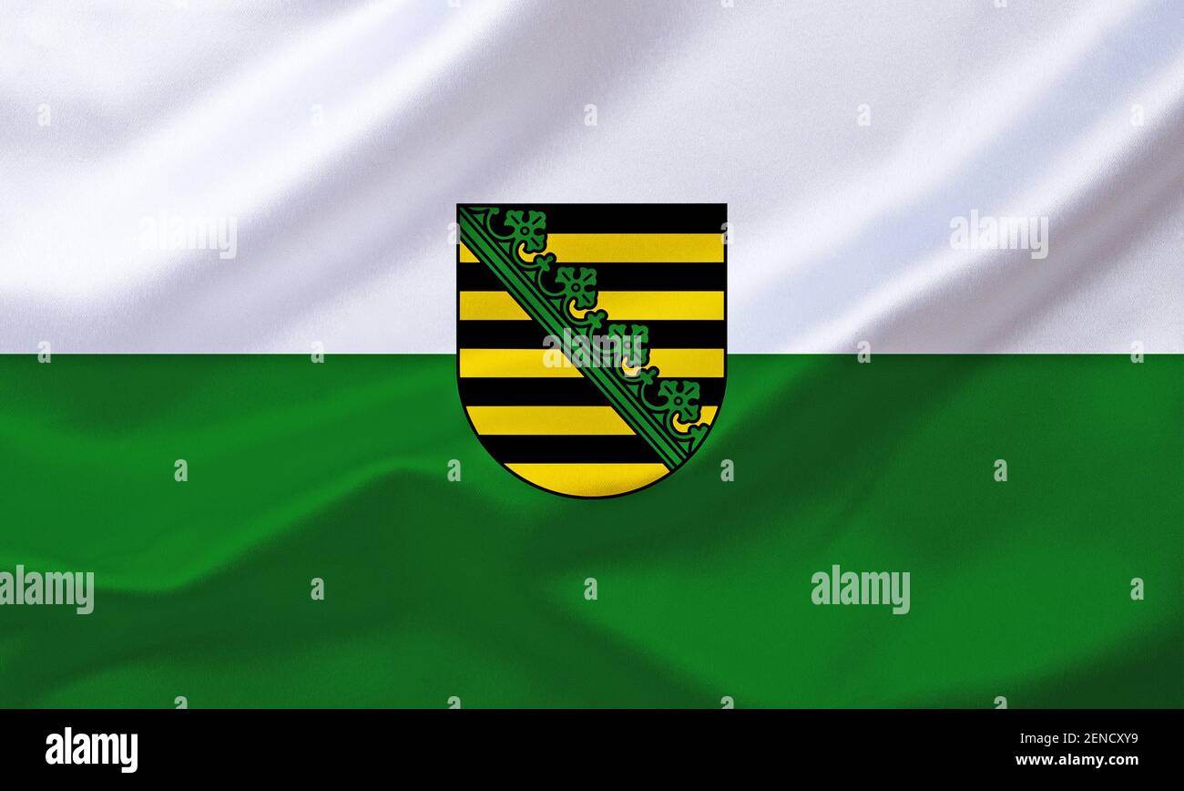 Die Flagge von Sachsen, Dienstflagge, Landesdienstflagge, Stock Photo