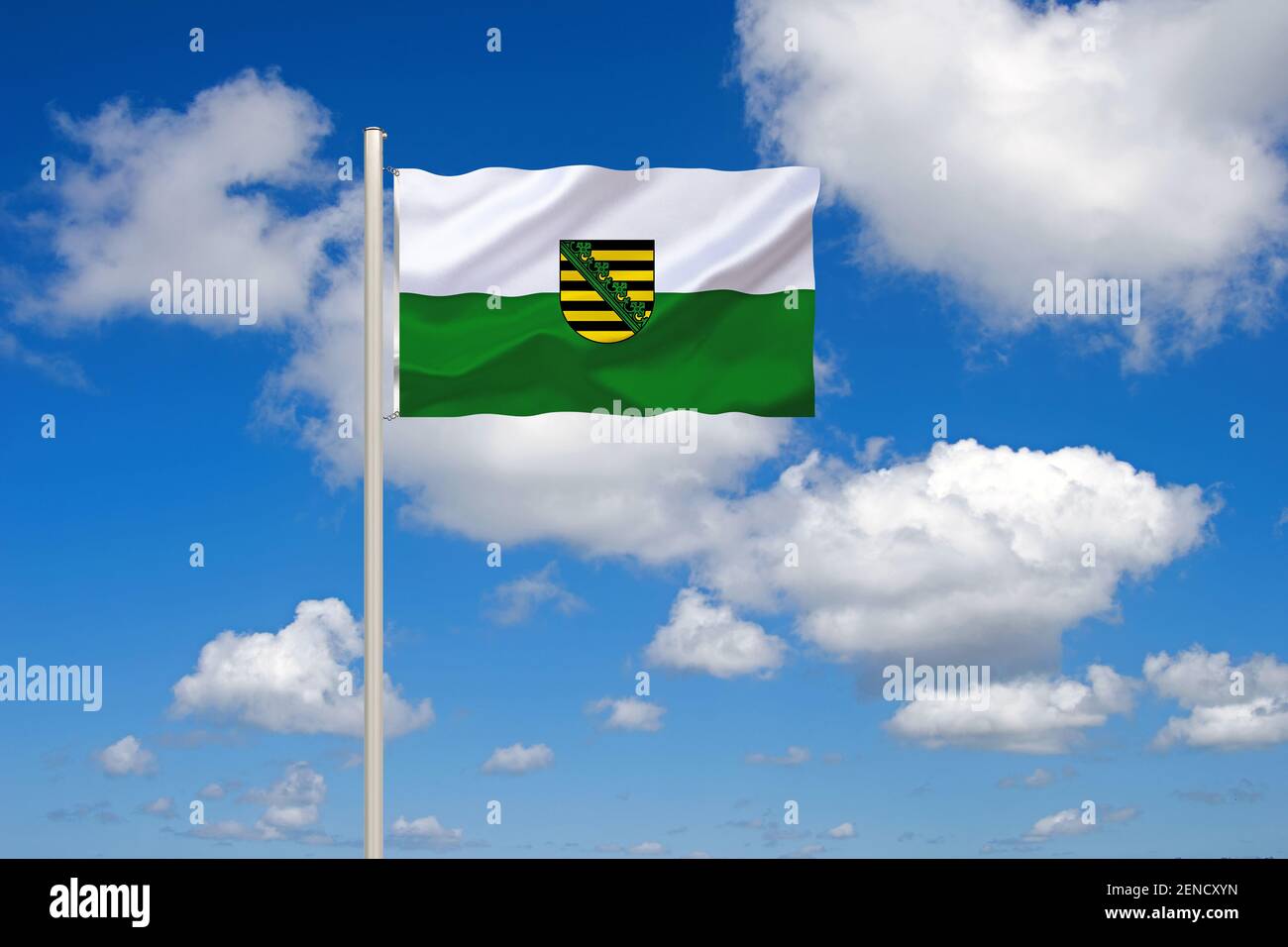 Die Flagge von Sachsen, Dienstflagge, Landesdienstflagge, Stock Photo