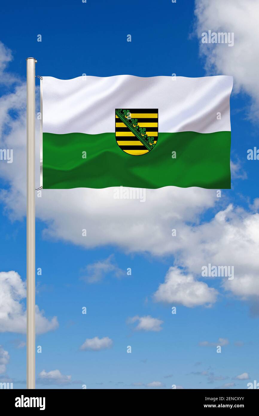 Die Flagge von Sachsen, Dienstflagge, Landesdienstflagge, Stock Photo