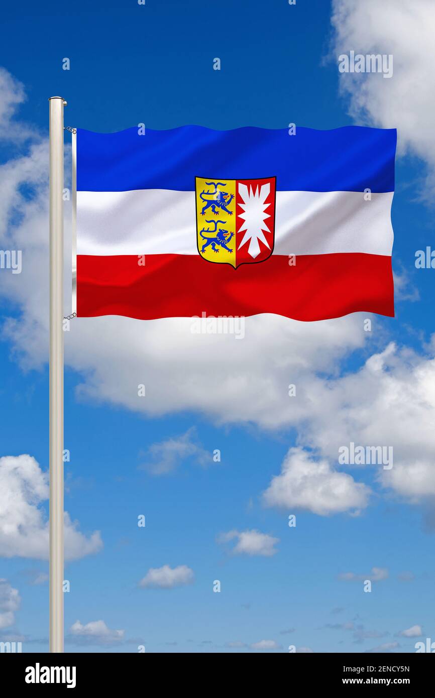 Die Flagge von Schleswig-Holstein, Dienstflagge, Landesdienstflagge, Stock Photo