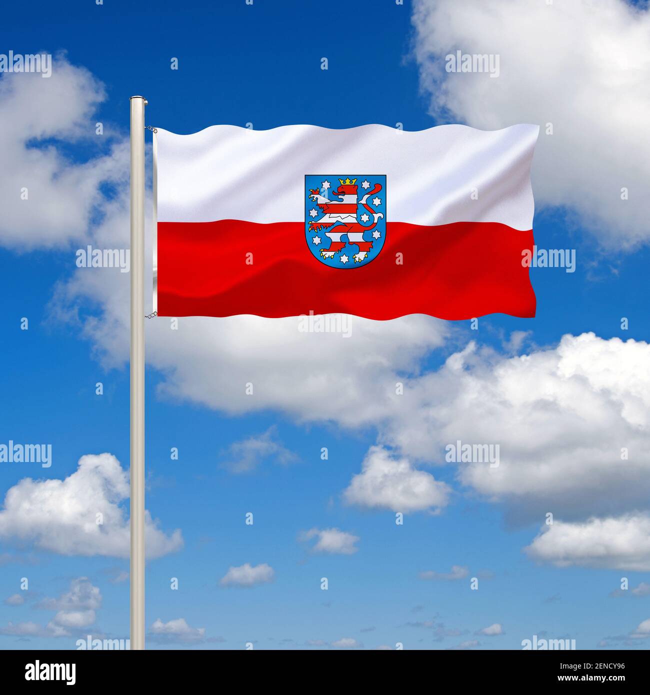 Die Flagge von Thüringen, Dienstflagge, Landesdienstflagge, Stock Photo