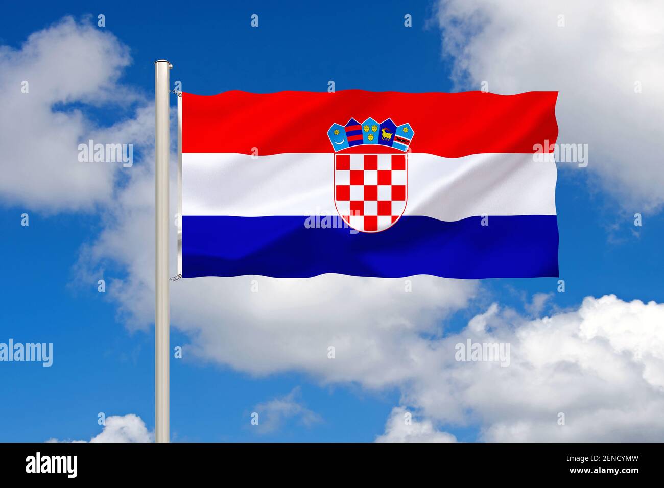 Die Flagge von Kroatien, Balkanhalbinsel, Stock Photo