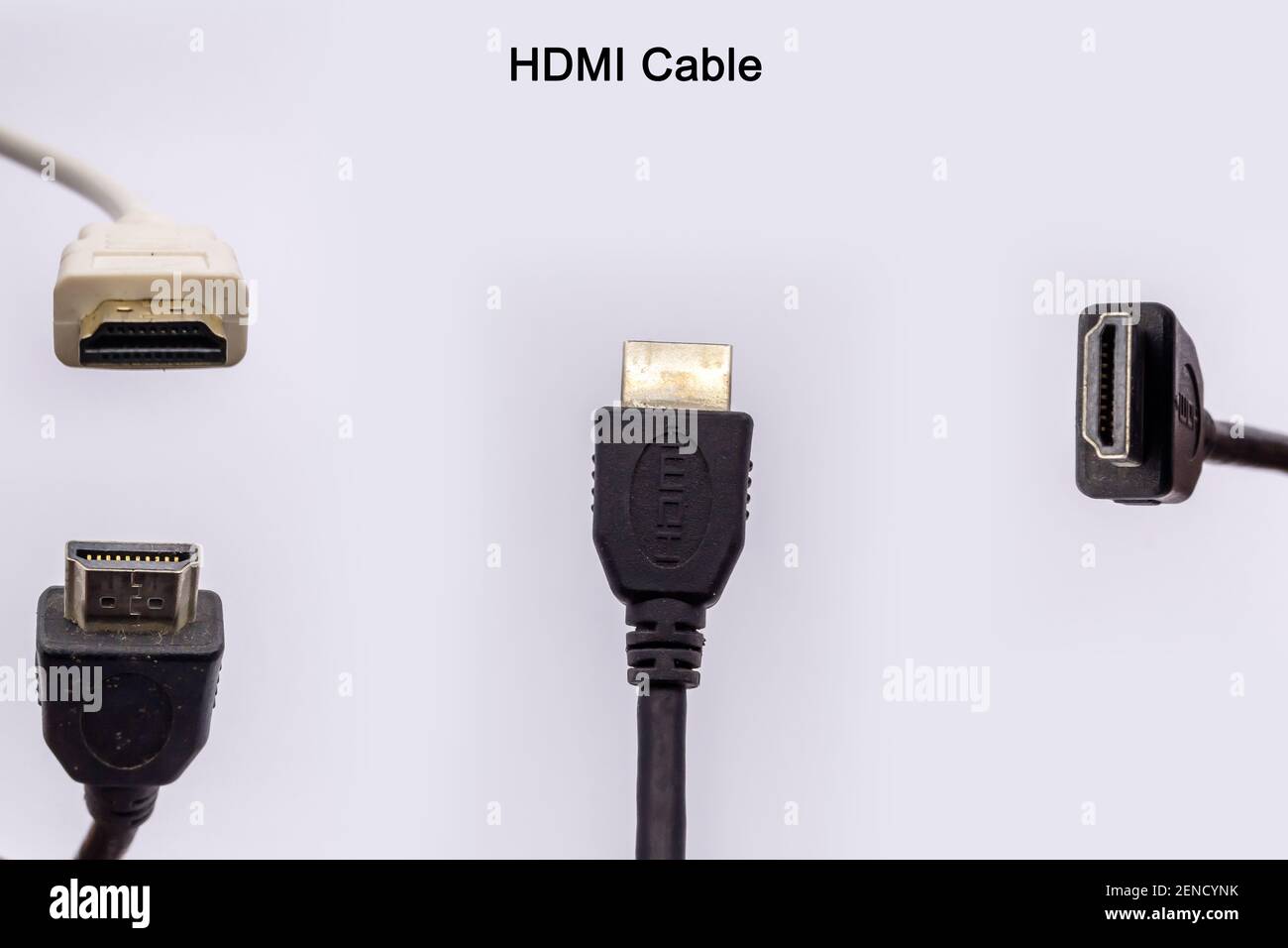 HDMI cable from different angles isolated against white background