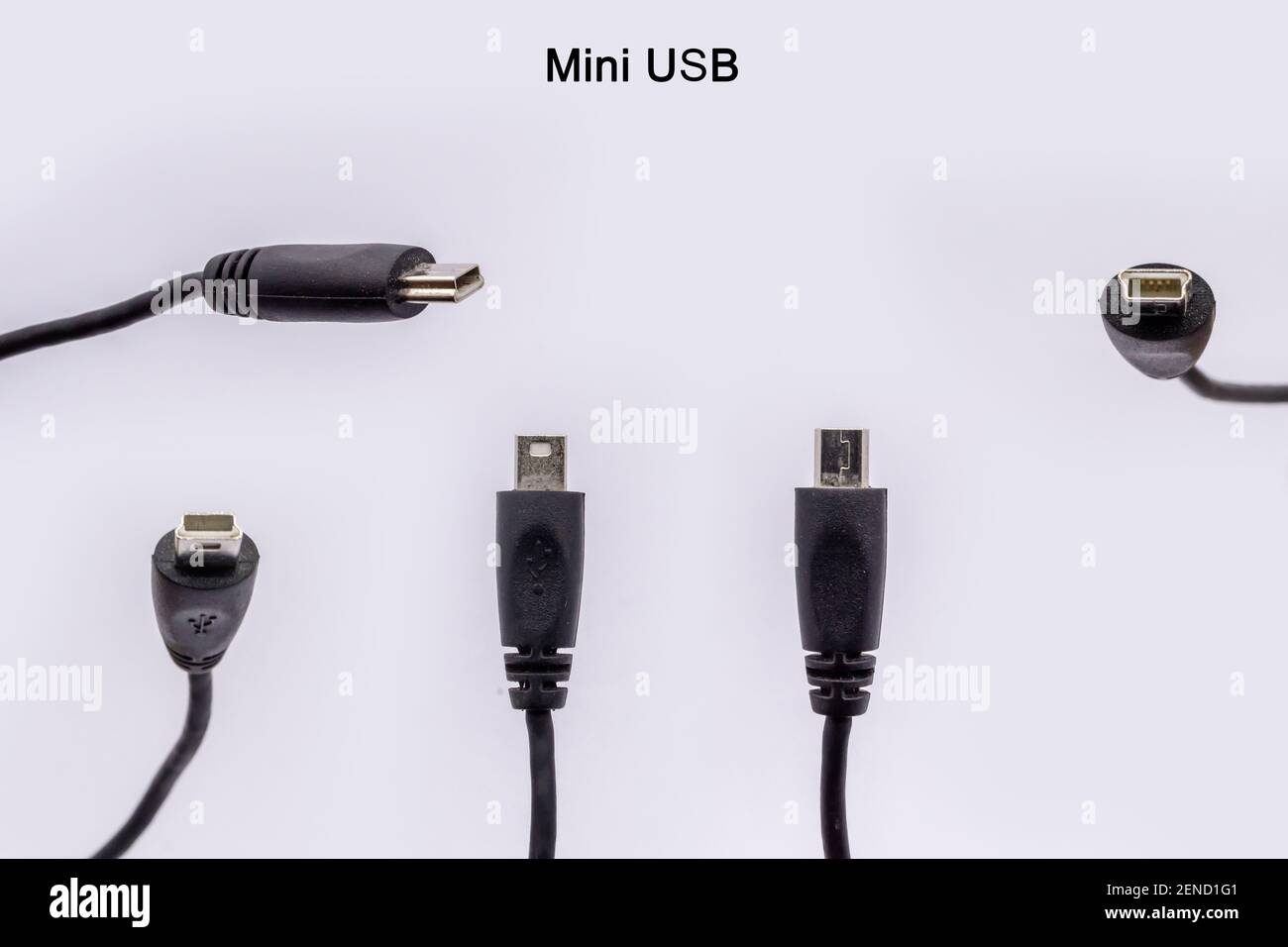 mini USB cable from different angles isolated against white background