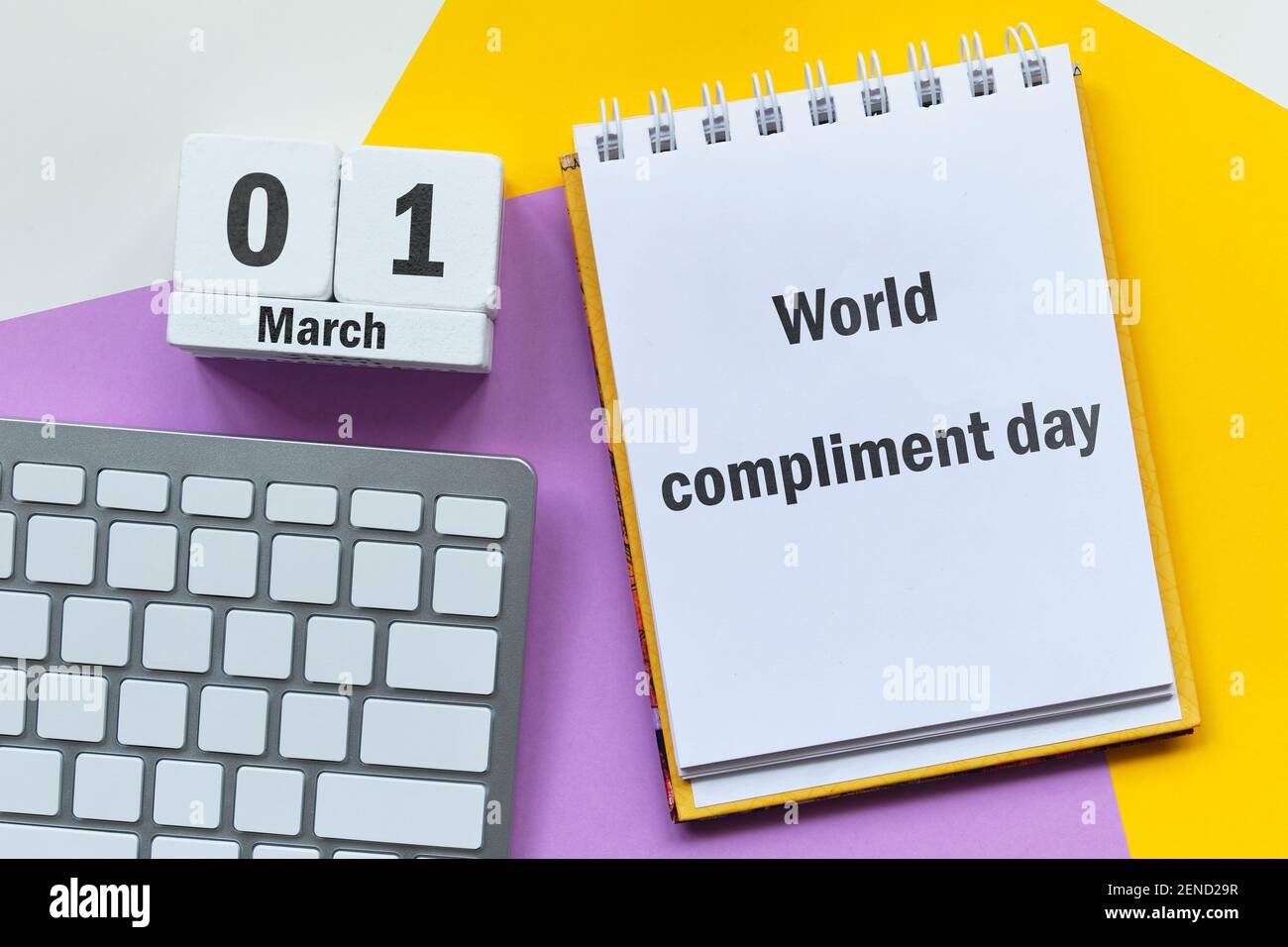 World compliment day of Spring month calendar march. Stock Photo