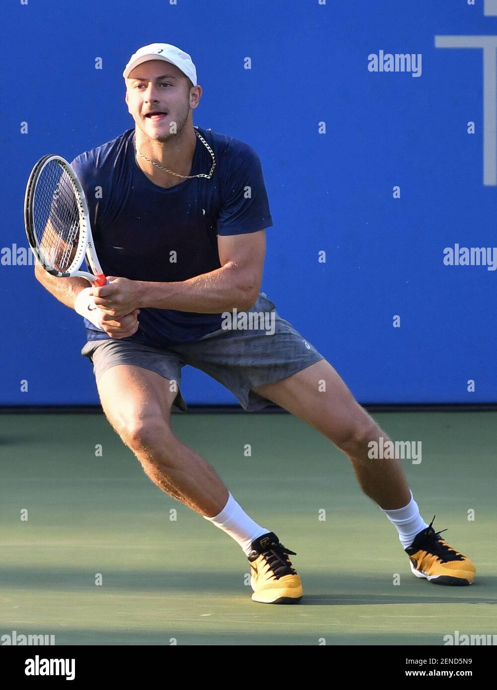 July 29,2019: Brayden Schnur (CAN) loses to Jo-Wilfried Tsonga (FRA) 6-4,  7-6, at the CitiOpen being played at Rock Creek Park Tennis Center in  Washington, DC, . Â©Leslie Billman/Tennisclix/(Photo by Leslie  Billman/CSM/Sipa