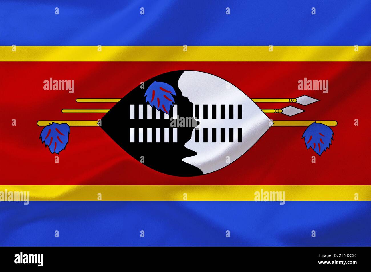 Nationalfahne,  die Flagge von Eswatini, vorher Swaziland, südliches Afrika, Stock Photo