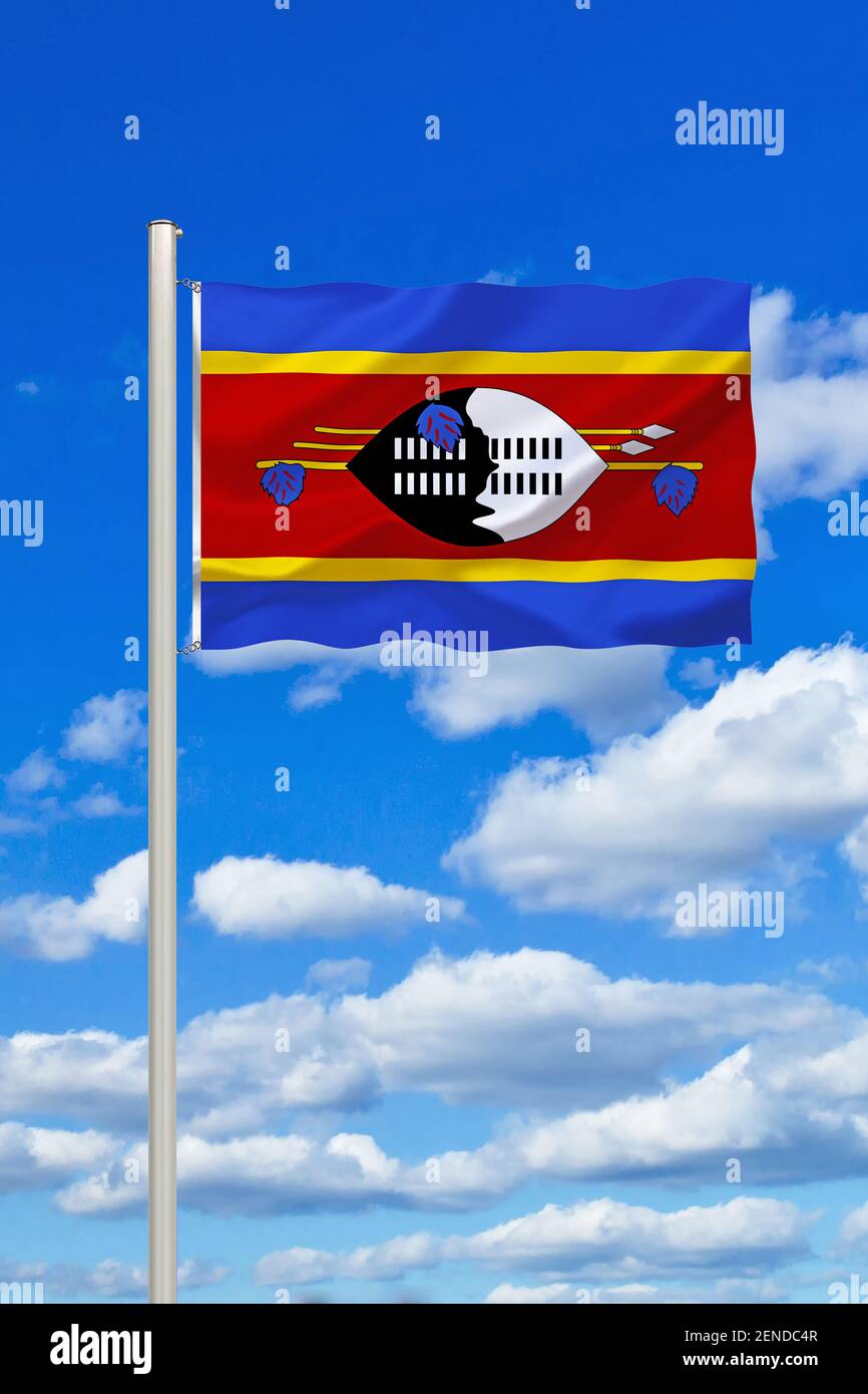 Die Flagge von Eswatini, Swasiland, südliches Afrika, Stock Photo