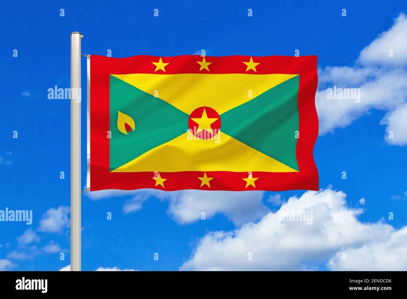 Die Flagge von Grenada, Inselstaat in der Karibik Stock Photo - Alamy