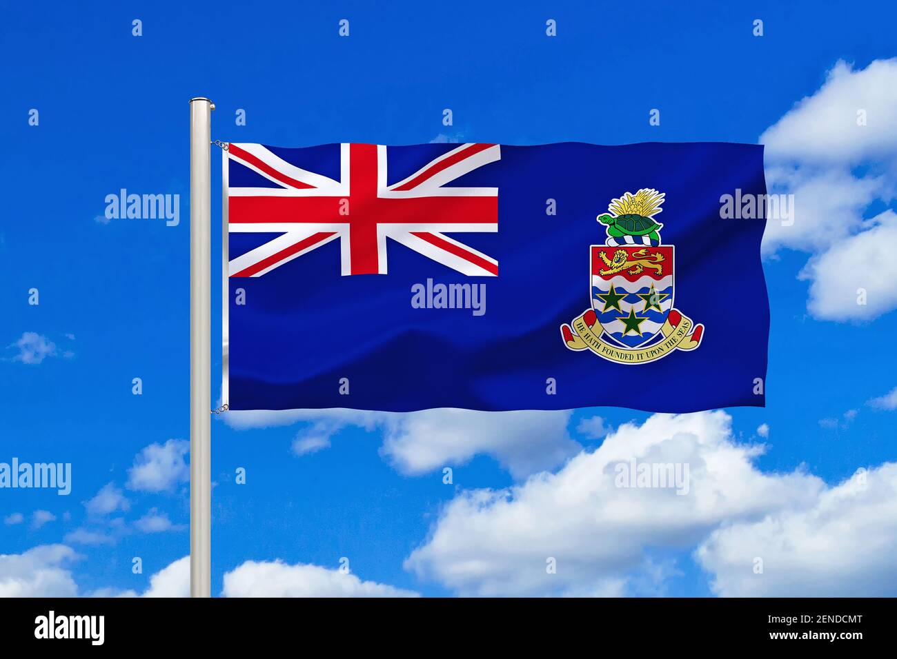 Die Flagge von den Cayman Islands, Kaimaninseln, Britische Überseegebiete, Karibik, Stock Photo