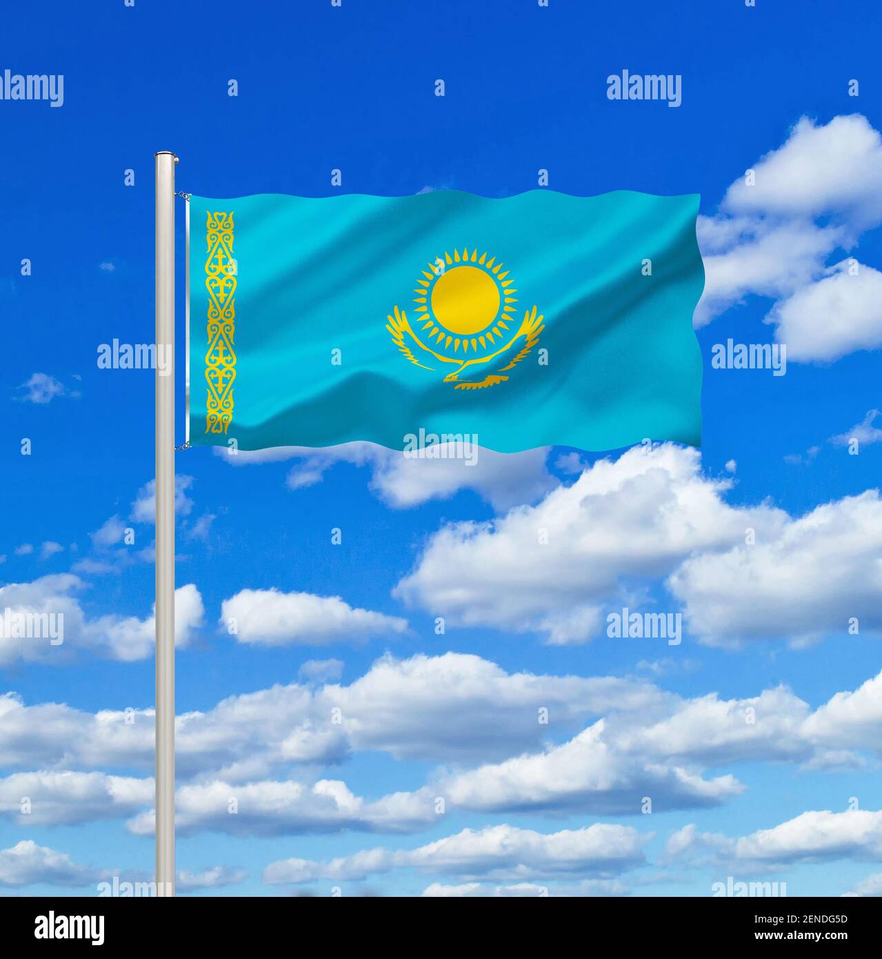 Die Flagge von Kasachstan, Land in Zentralasien Stock Photo - Alamy