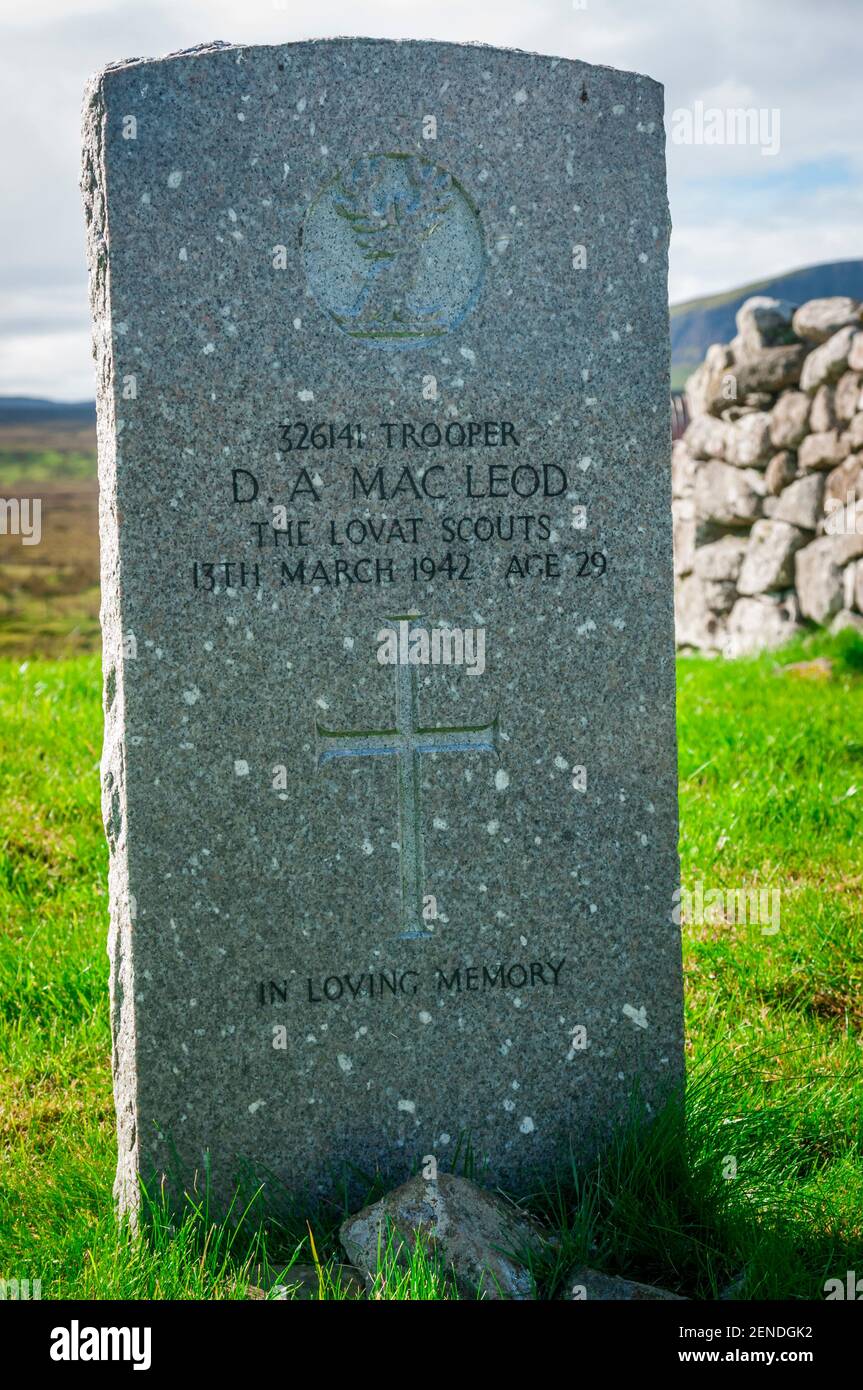 Staffin, Isle of Skye, Scotland, UK – War grave of Duncan Alexander MacLeod, Trooper with the Lovat Scouts Stock Photo