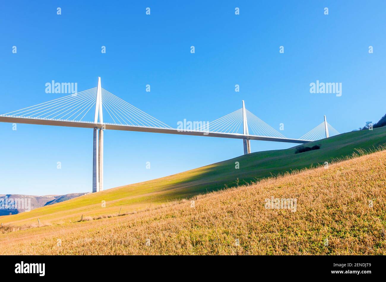 Millau Viaduct in the Aveyron in Occitanie, France Stock Photo