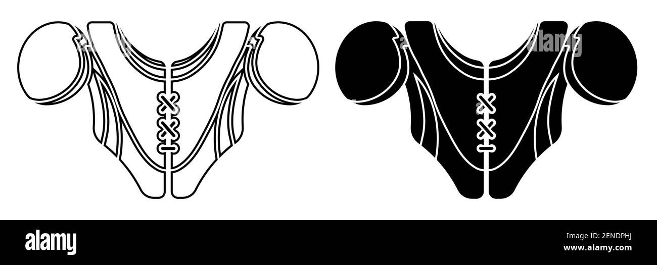 American football player chest protector icon. Shoulder and chest