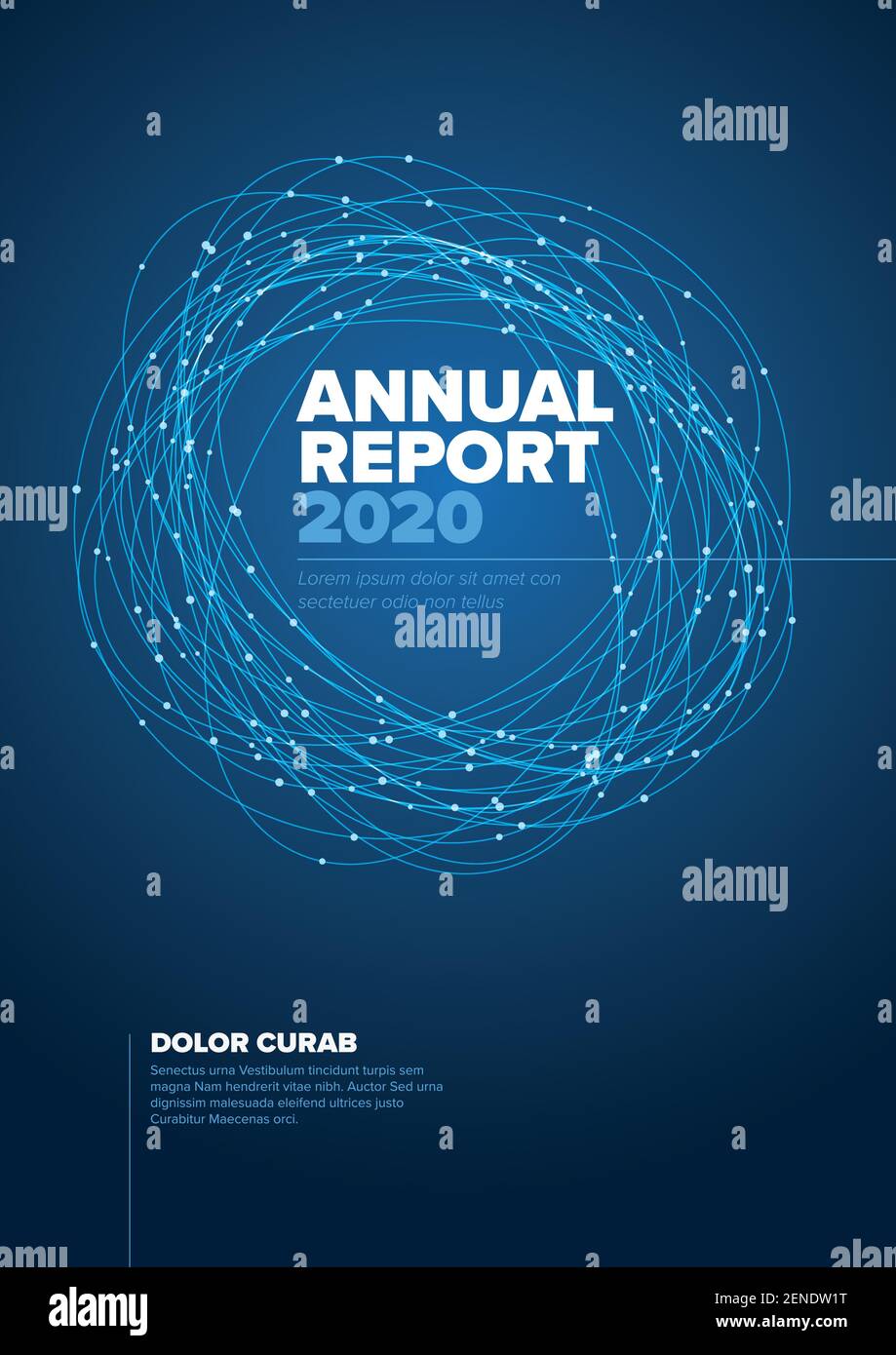 Vector abstract annual report cover template with sample text and ...