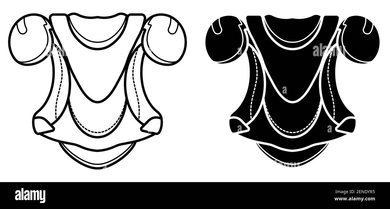 Ice hockey player protective equipment icon. Shoulder and chest ...