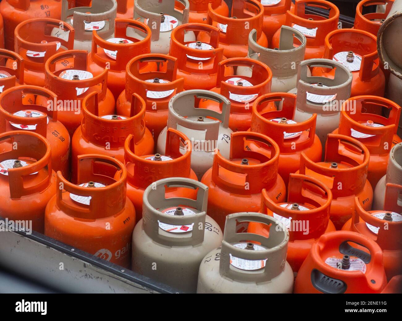 Propane gas bottles Stock Photo
