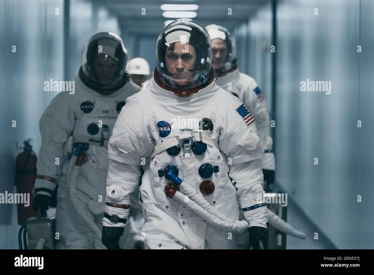 First Man Year : 2018 USA Director : Damien Chazelle Lukas Haas, Ryan Gosling, Corey Stoll Stock Photo