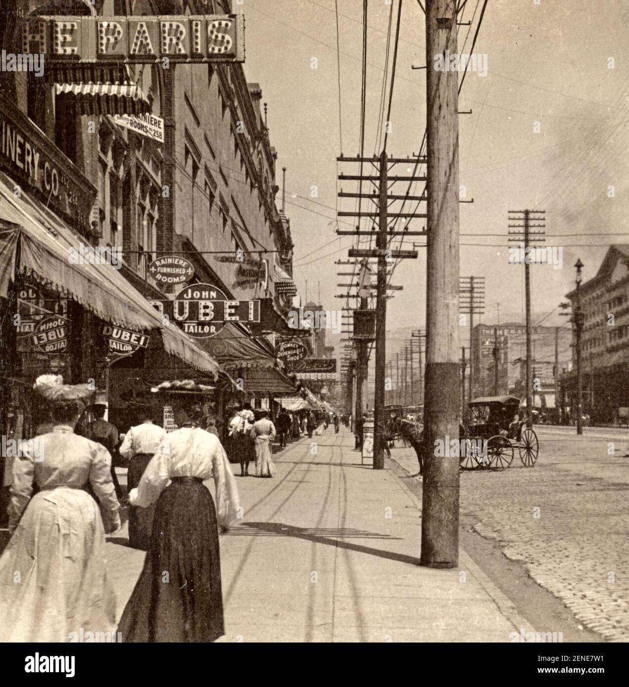 In the capital city of the Mormons - Main Street north from Third Street South, Salt Lake City, Utah, 1906 Stock Photo