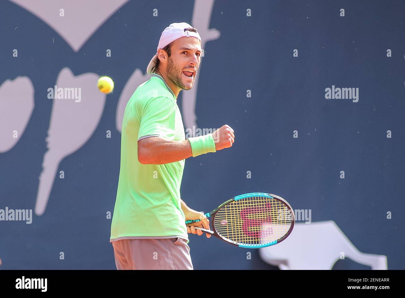 Stefano Travaglia (ITA) seen in action final match between Stefano Travaglia (ITA) and Filip Horansky (SVK) at Tennis ATP Challenger BNP Paribas Sopot Open
