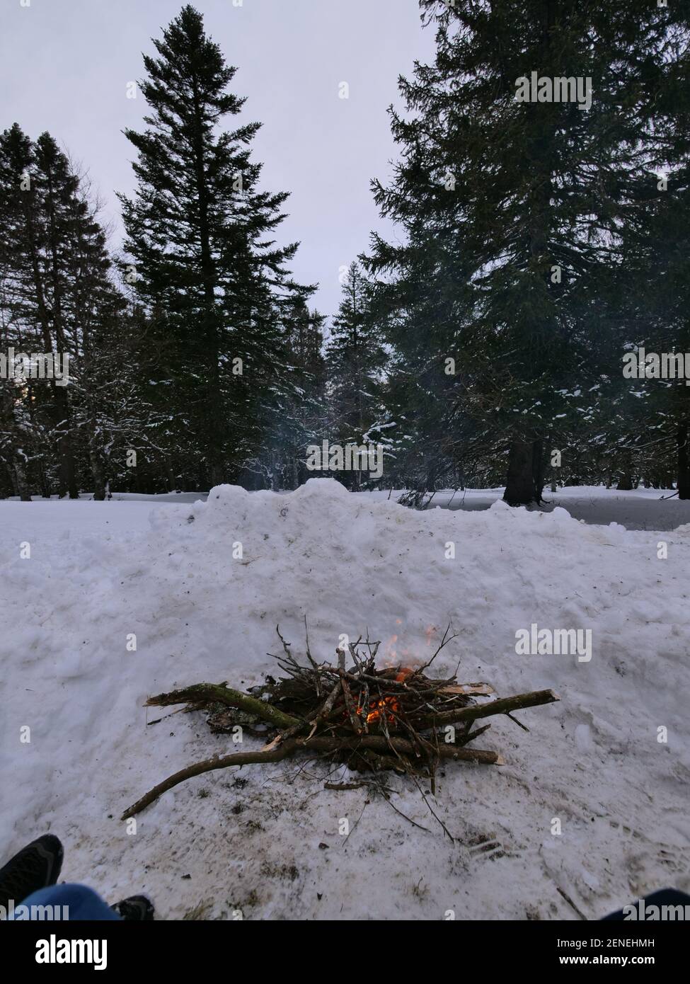 Fire in the Snow Stock Photo Alamy