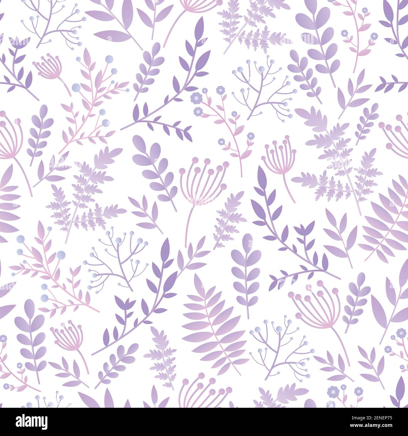 Gentle romantic pattern, naive flower with leaves, wild flowers, spring, summer time, nature in bloom. Pastel lilac colors, isolated Stock Vector Image & Art - Alamy