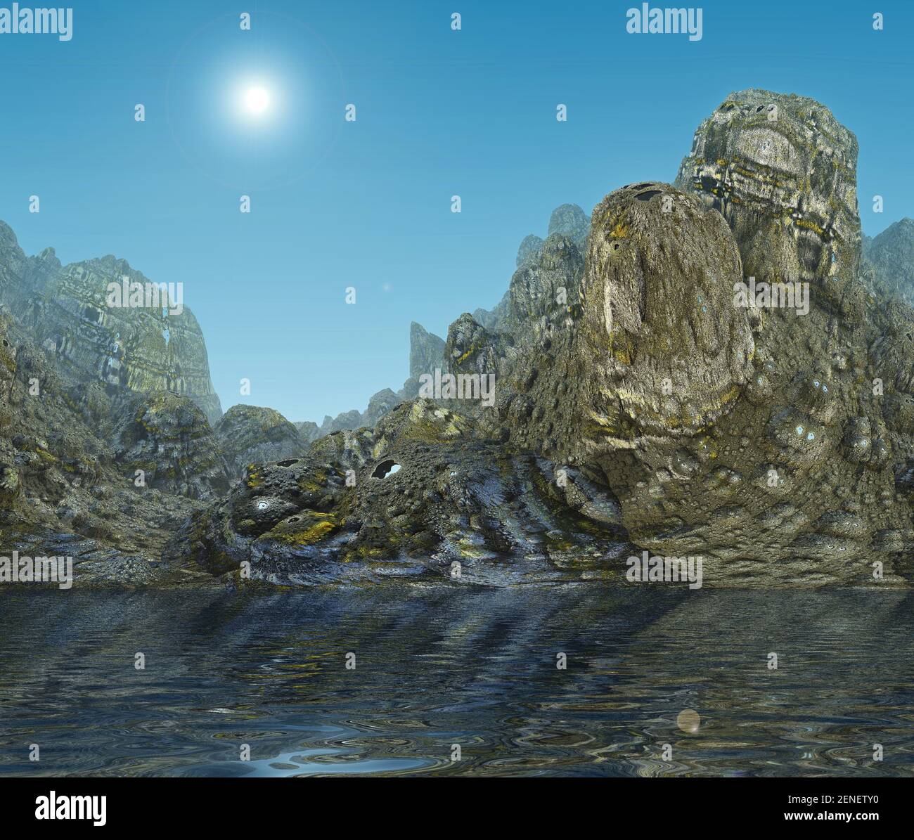 Computer rendered virtual scenery for art and entertainment Stock Photo