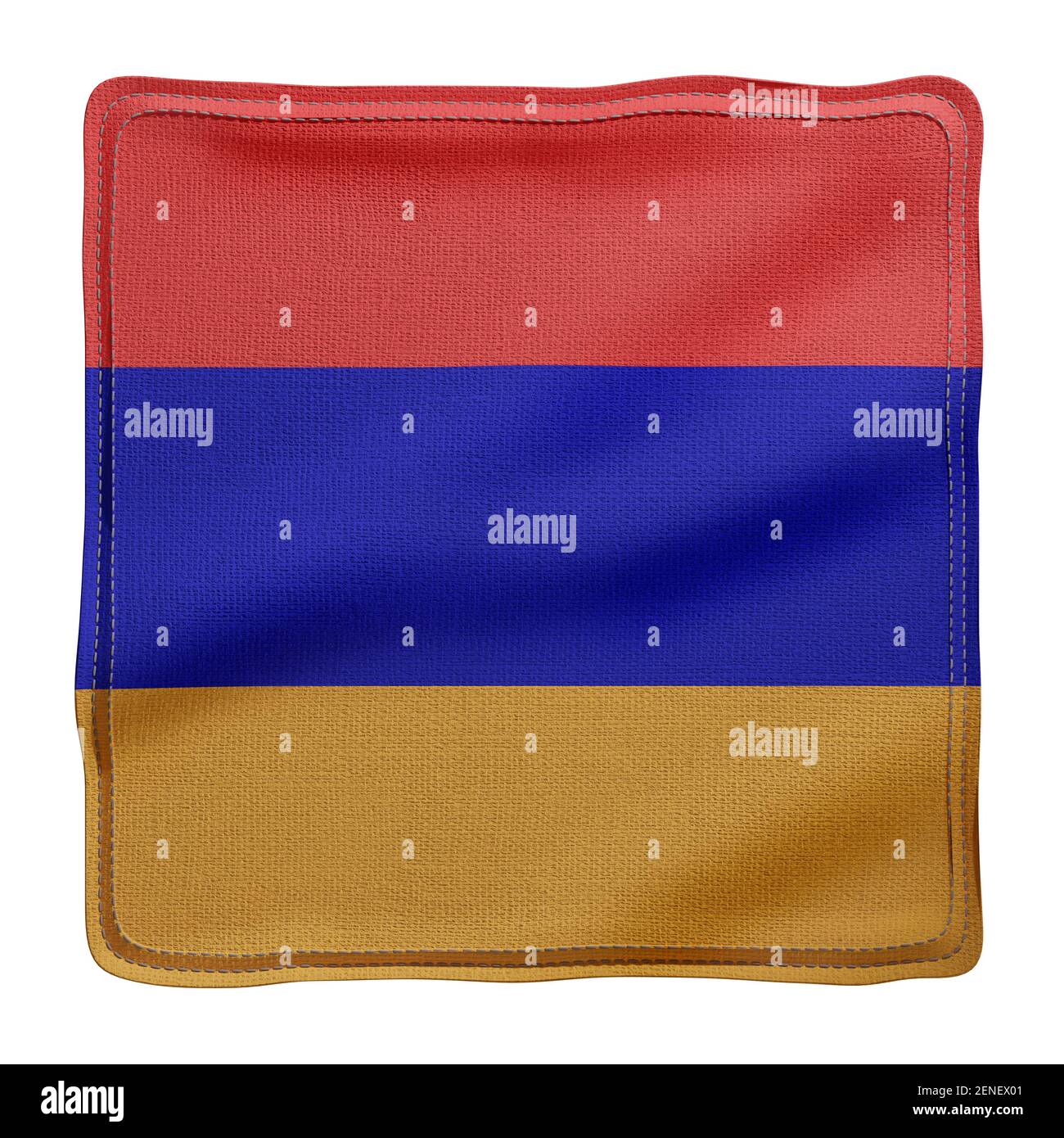 3d rendering of a textured fabric national Armenia flag isolated on ...