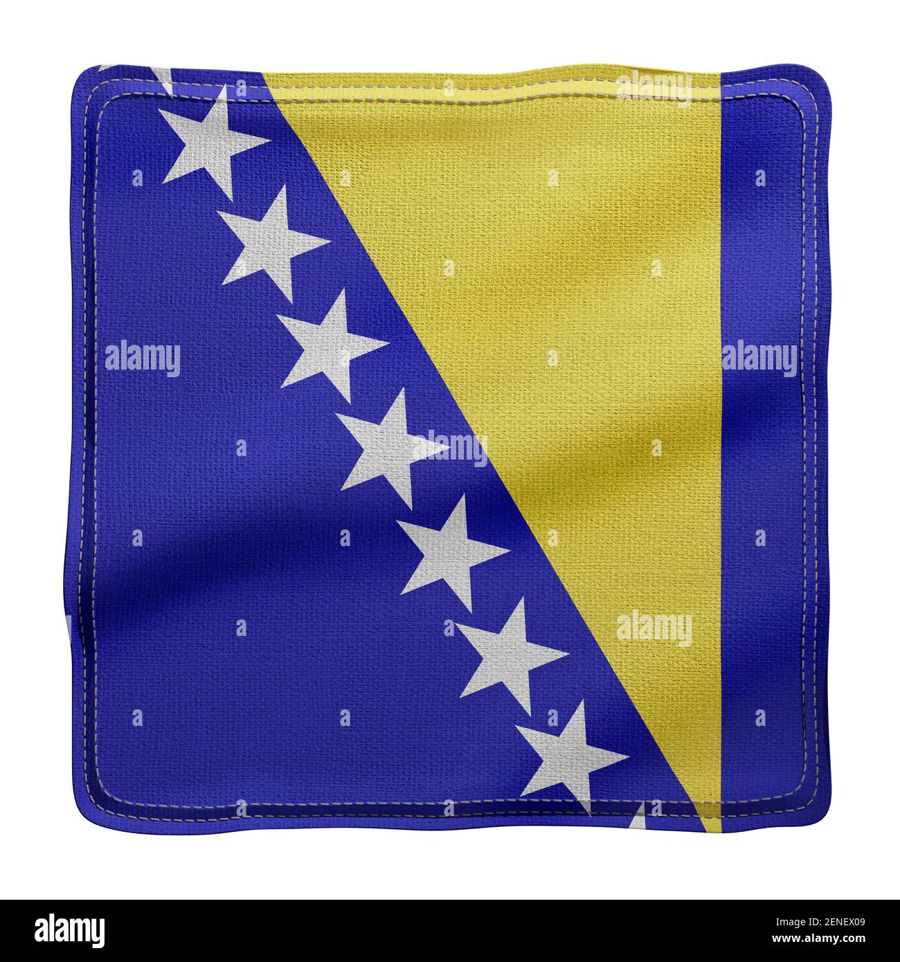 3d rendering of a textured fabric national Bosnia and Herzegovina flag ...