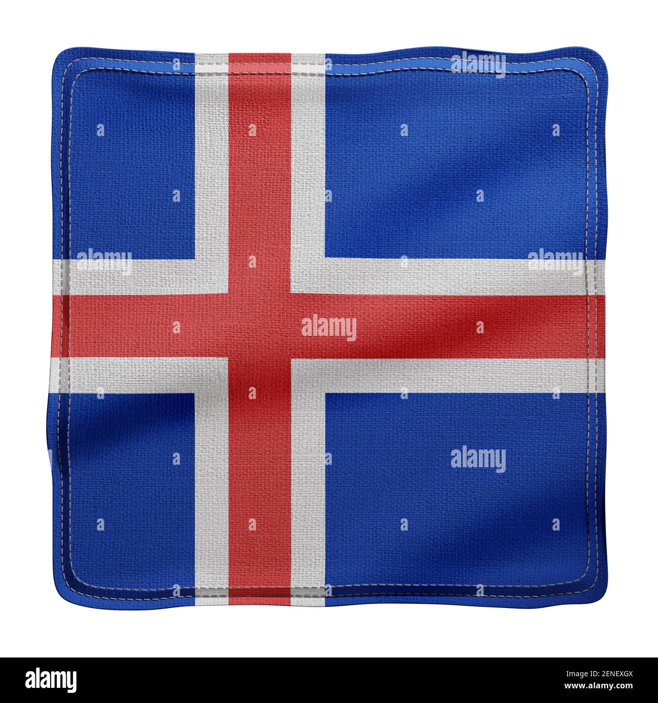 3d rendering of a textured fabric national Iceland flag isolated on ...