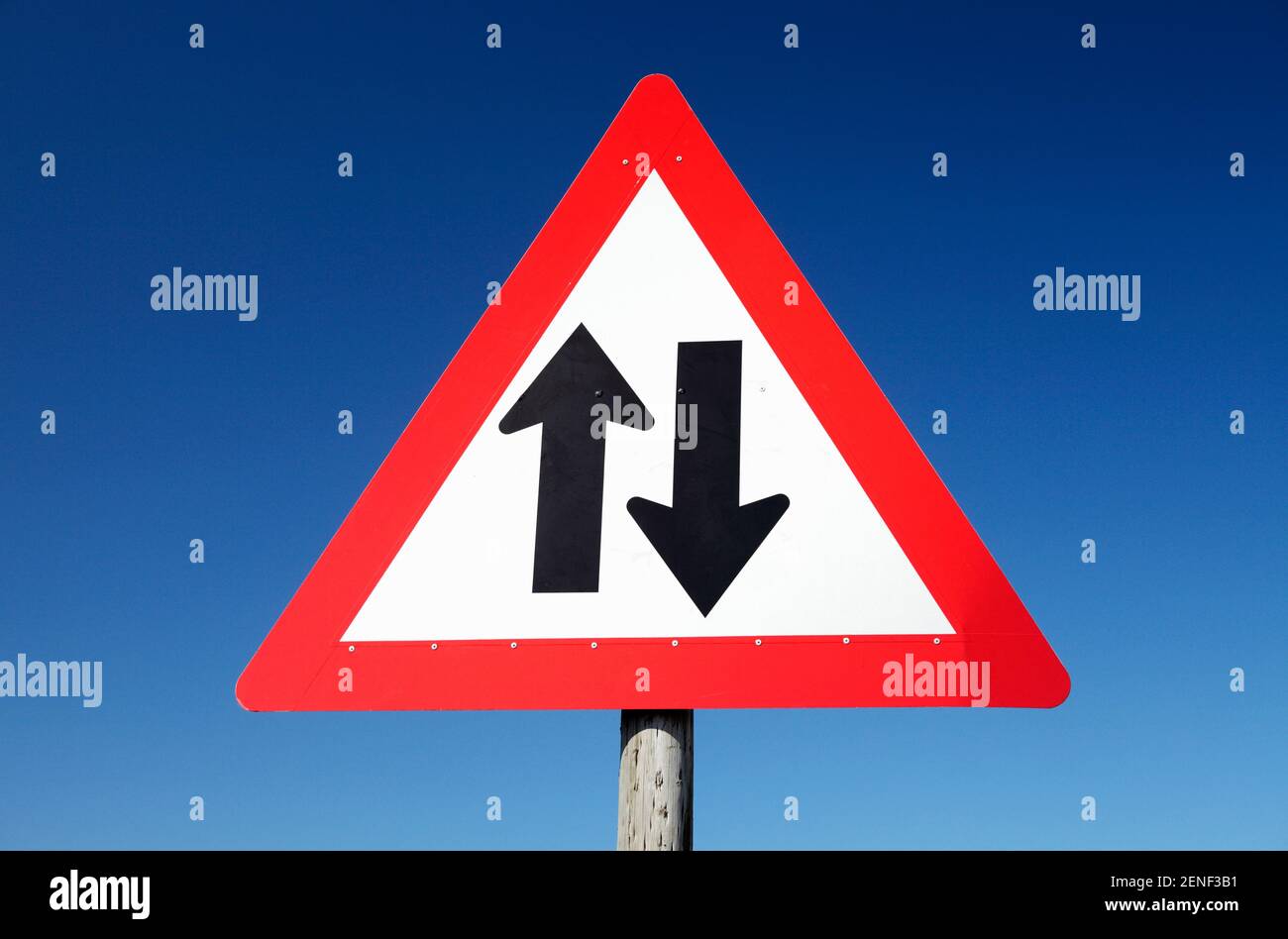 Two way road sign Stock Photo