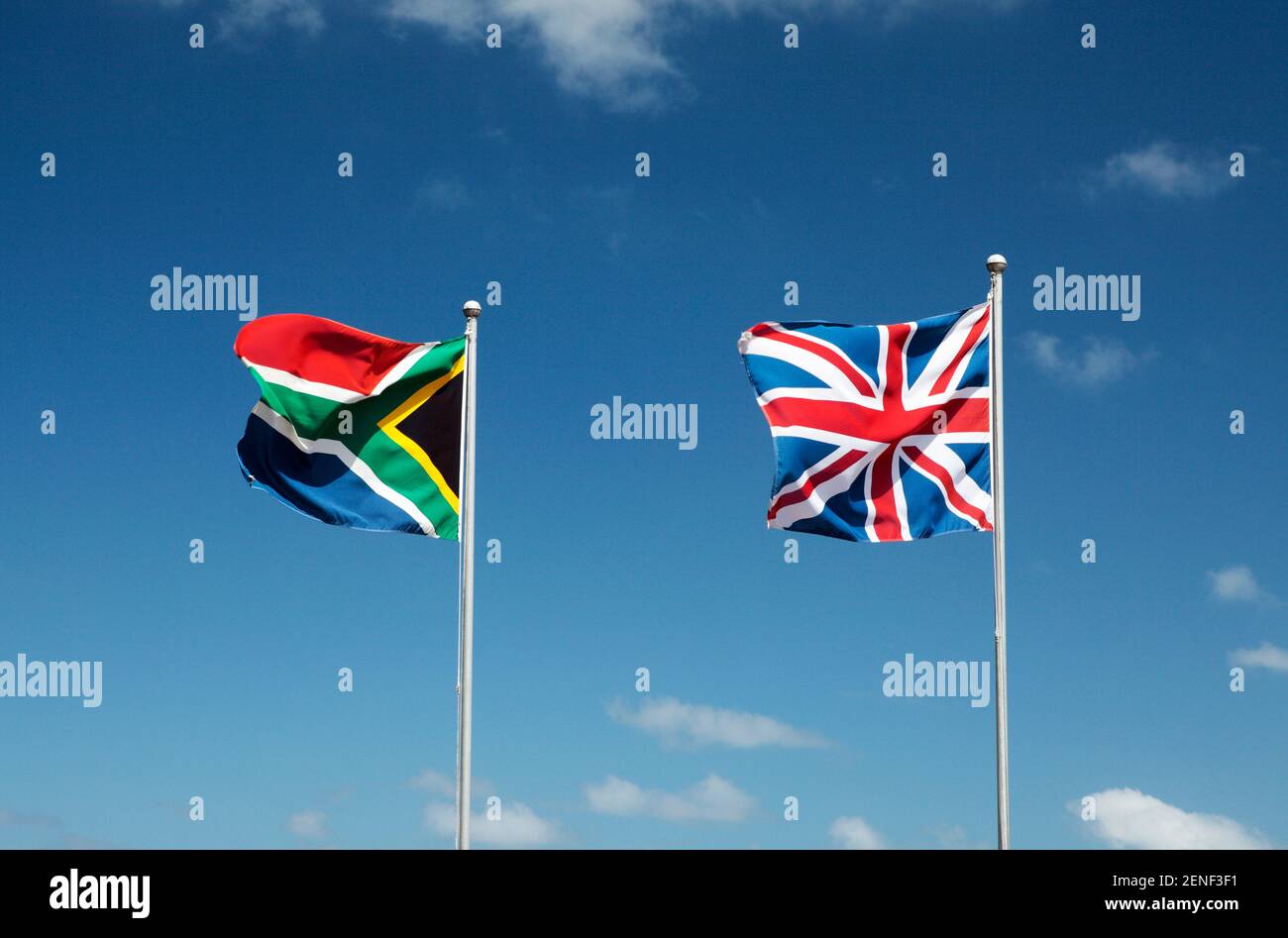 British and South African Flags Stock Photo