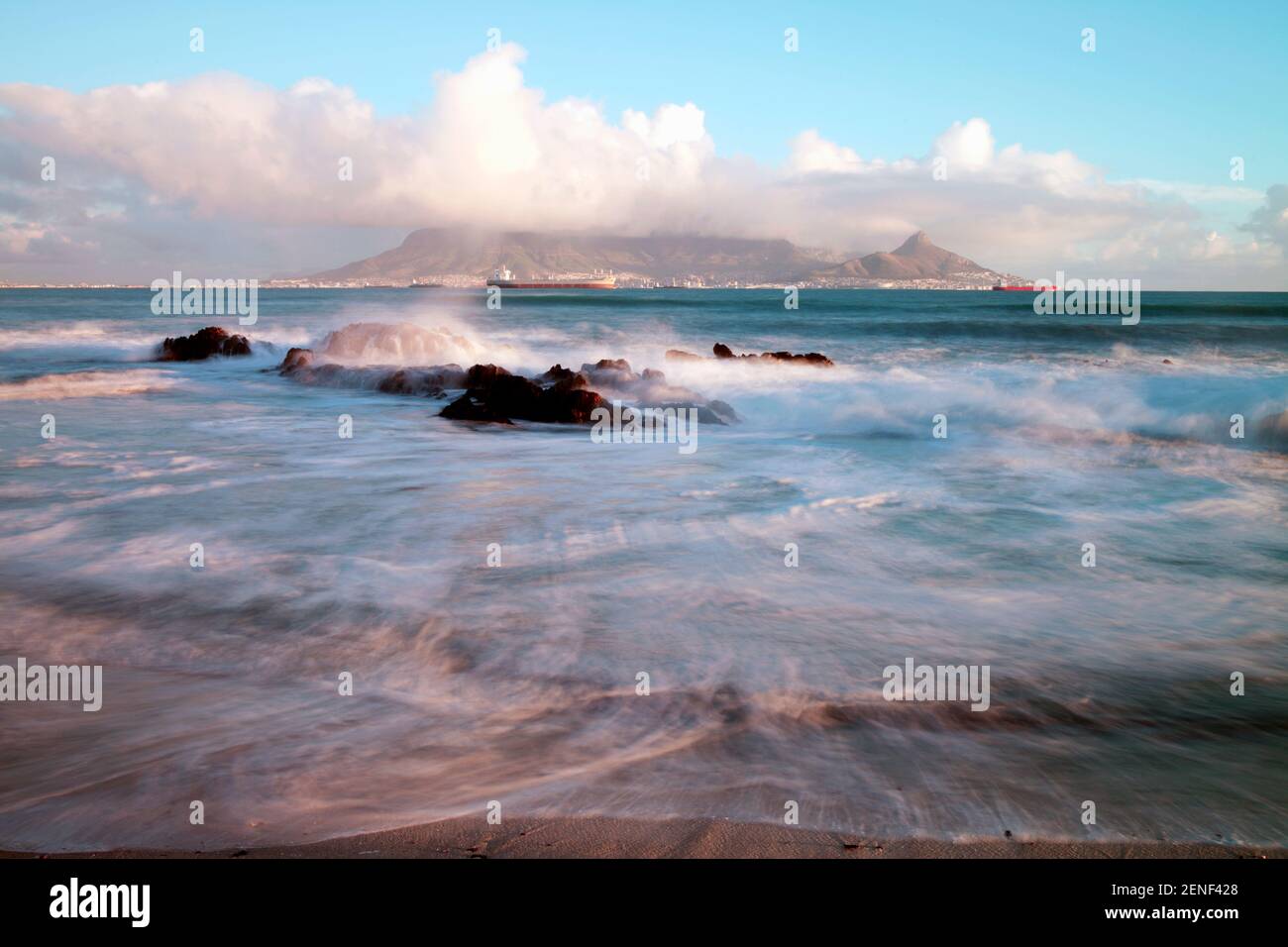 Cape Town as seen from Table View, Table Bay, South Africa Stock Photo