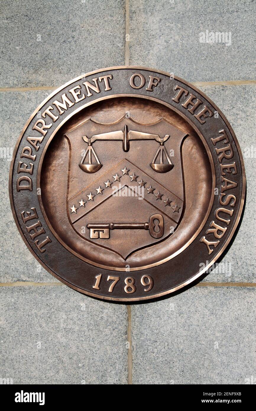 Seal of the National Treasury, Washington Stock Photo