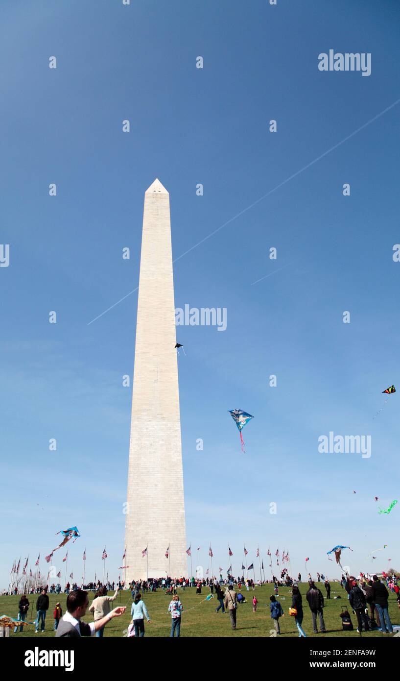 Kite Festival, Washington Monument, USA Stock Photo