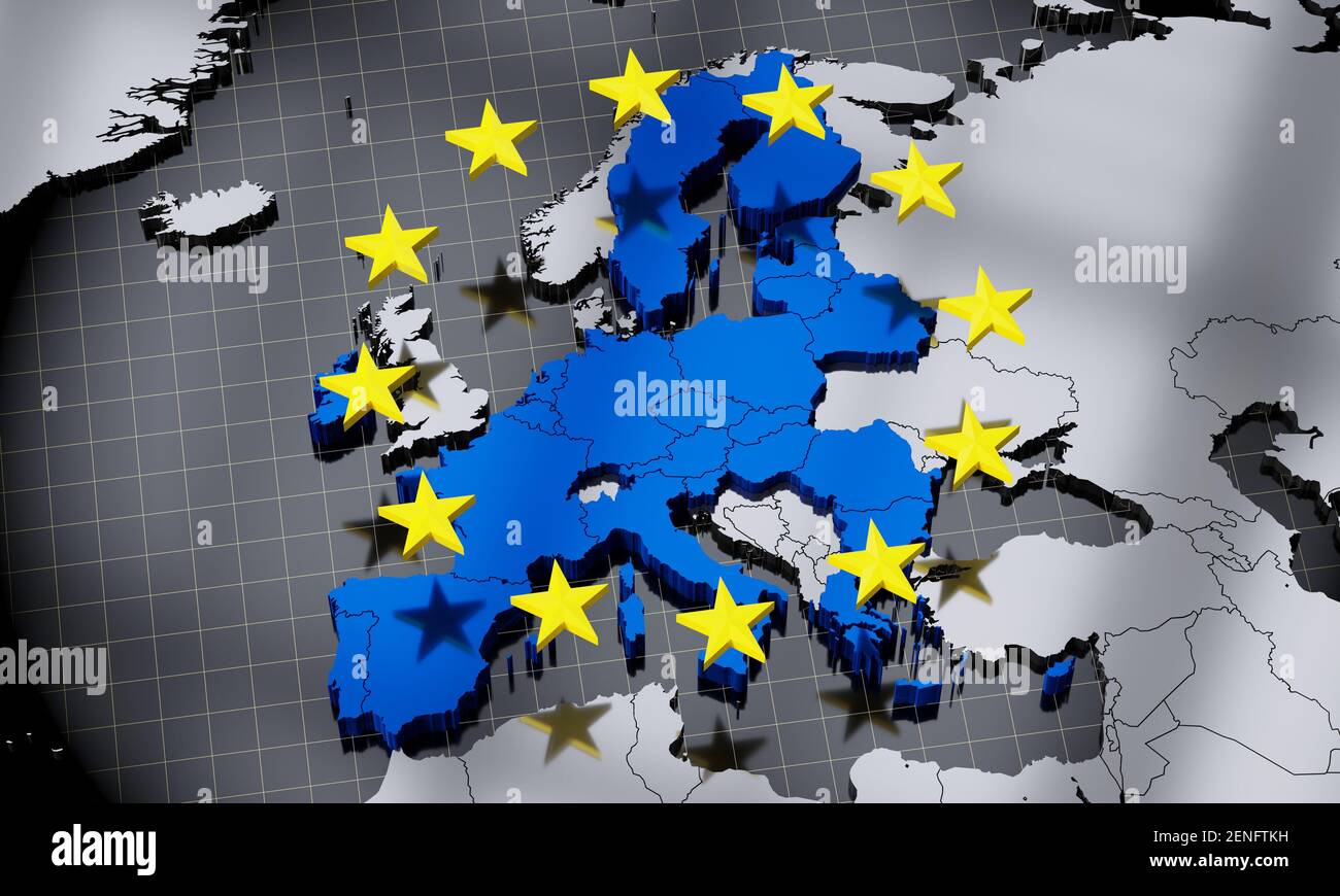 European Union map and flag 3D illustration Stock Photo Alamy