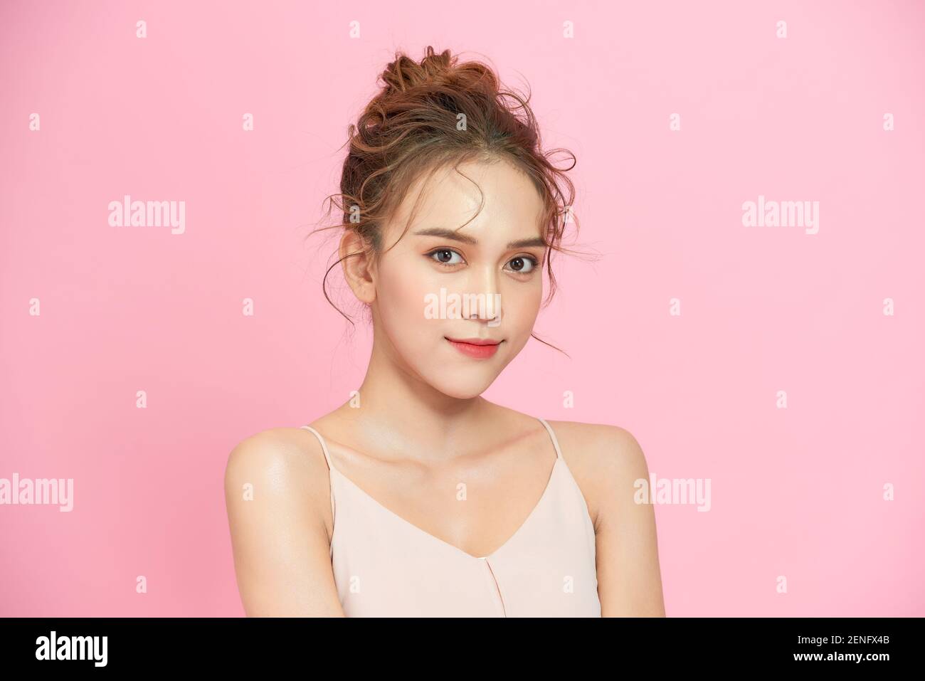 Beautiful woman female skin care healthy hair and skin close up face