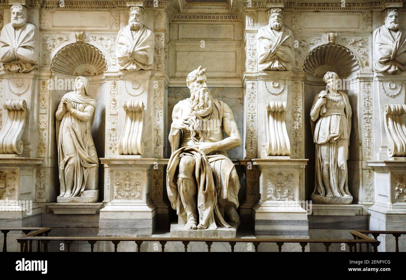Moses Rome Michelangelo's Moses inside San Pietro in Vincoli Church Rome Italy ...