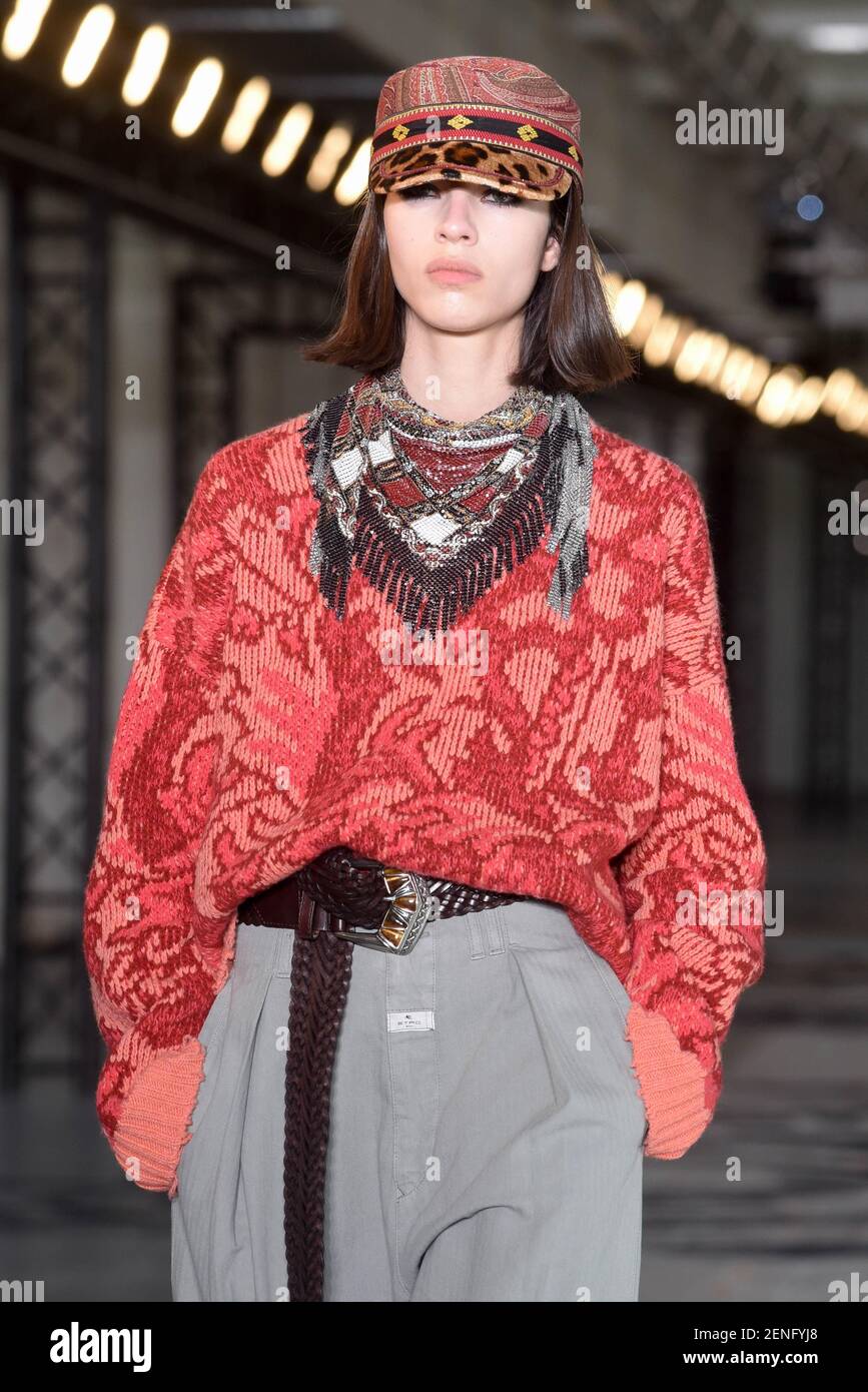 Milan Fashion Week, Woman Fall Winter. 2021 2022 Milan, Women's Fashion  Fall Winter 2021 202. Etro Fashion Show Pictured: Model Stock Photo - Alamy