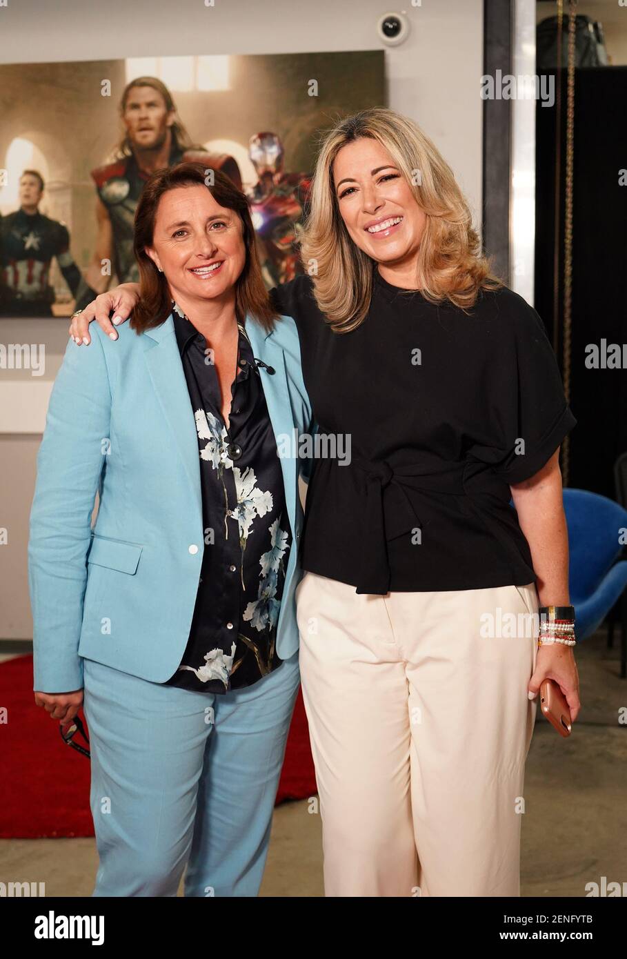 Miami Fl Aug 13 Film Producer And Vice President Of Film Production At Marbel Victoria Alonso And Despierta America Producer Luz Maria Doria Are Seen At Univision S Despierta America On August