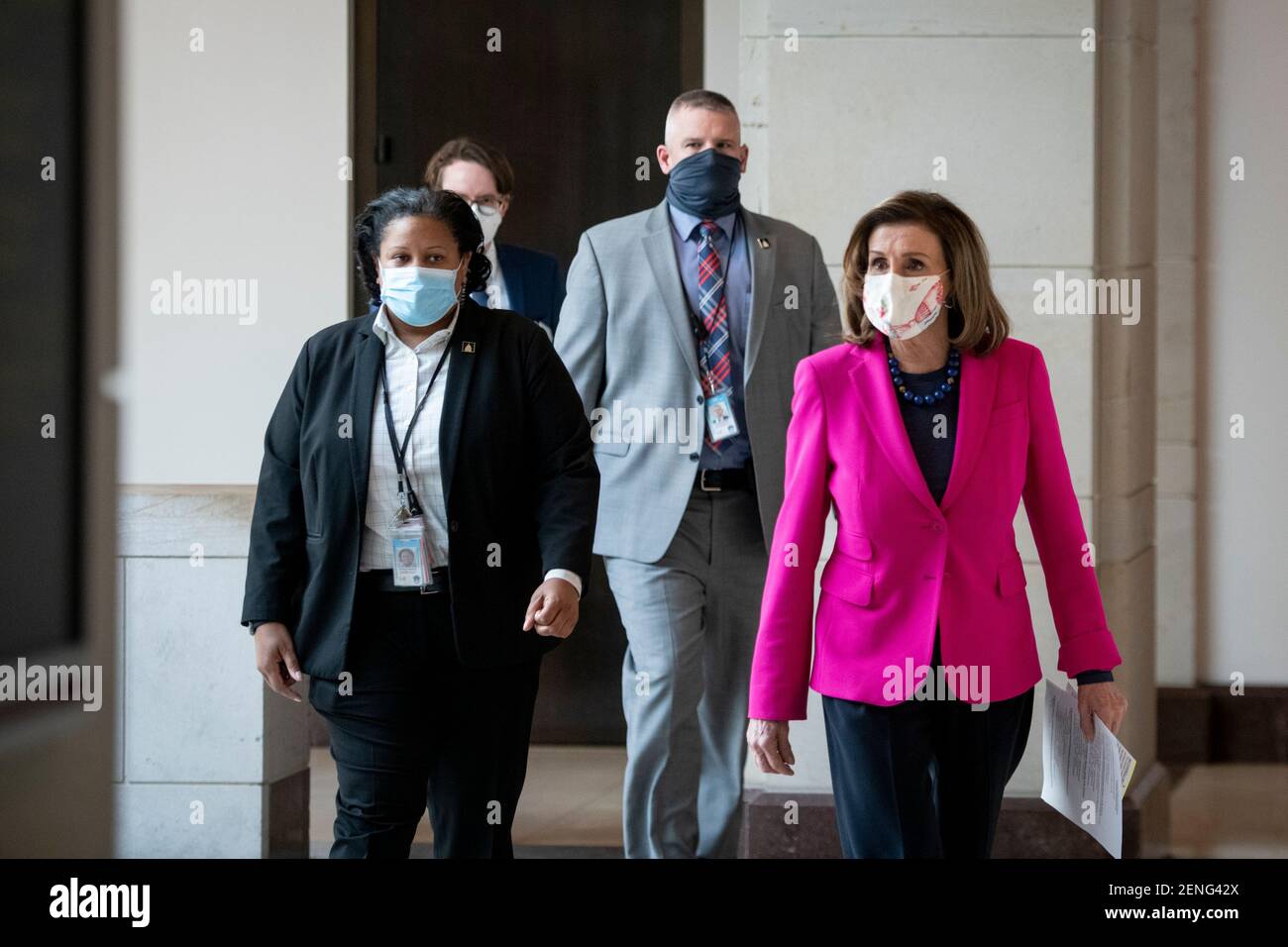 Speaker of the United States House of Representatives Nancy Pelosi (Democrat of California) arrives for her weekly press conference at the U.S. Capitol in Washington, DC, Thursday, February 25, 2021. Credit: Rod Lamkey / CNP /MediaPunch Stock Photo