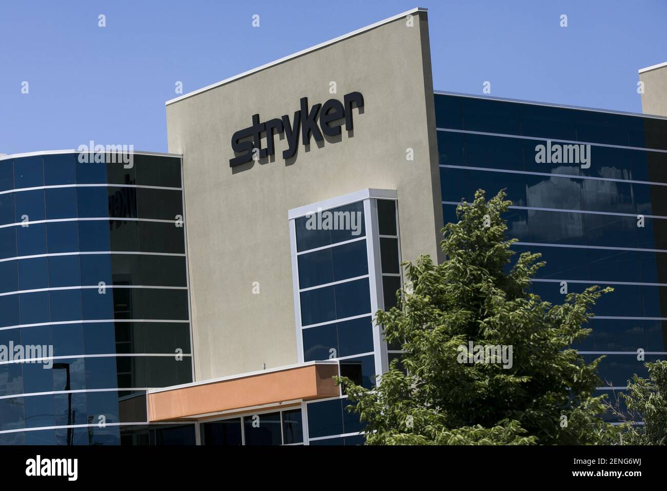 A logo sign outside of a facility occupied by the Stryker Corporation in Salt Lake City, Utah on