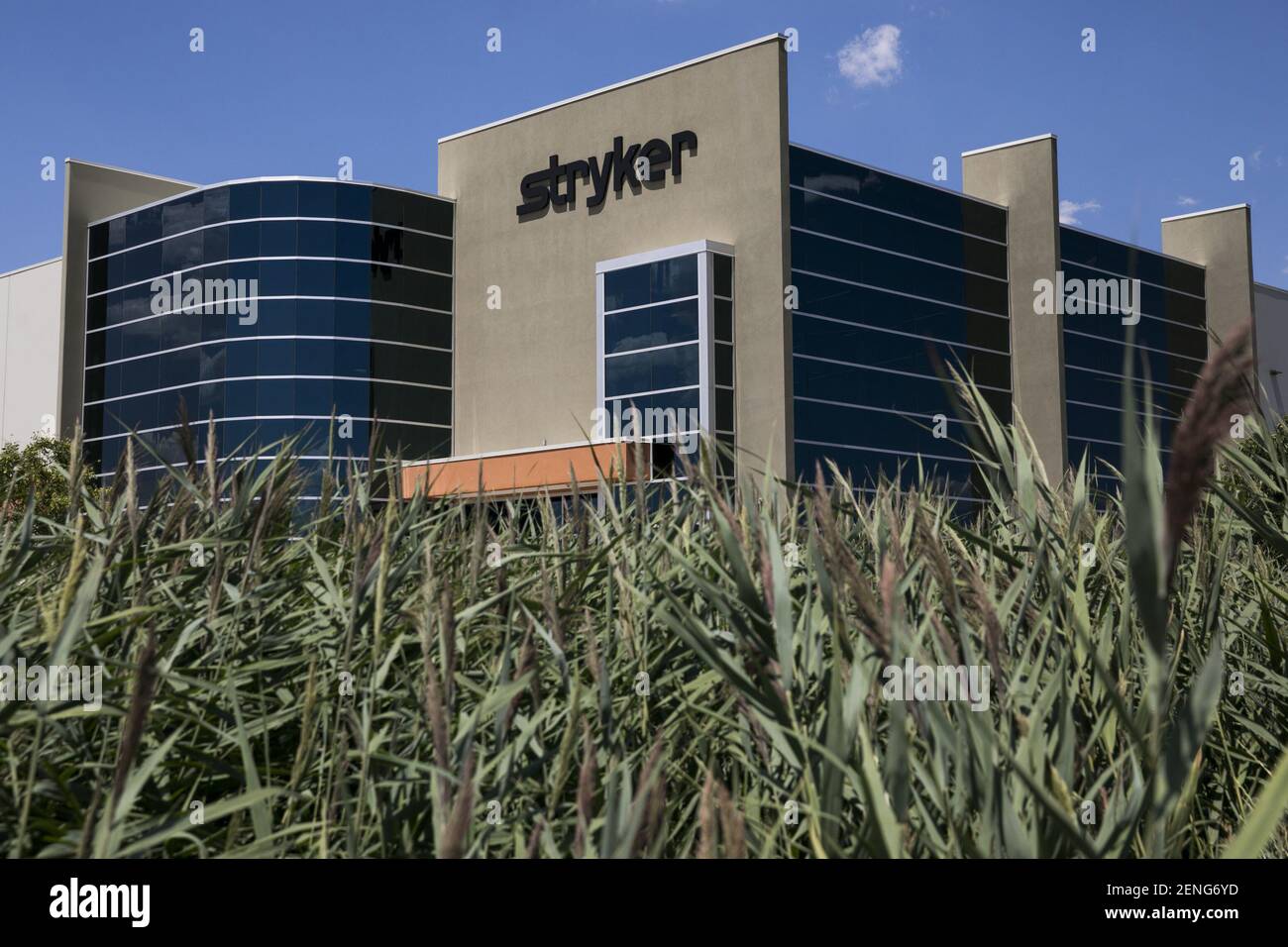 A logo sign outside of a facility occupied by the Stryker Corporation in Salt Lake City, Utah on