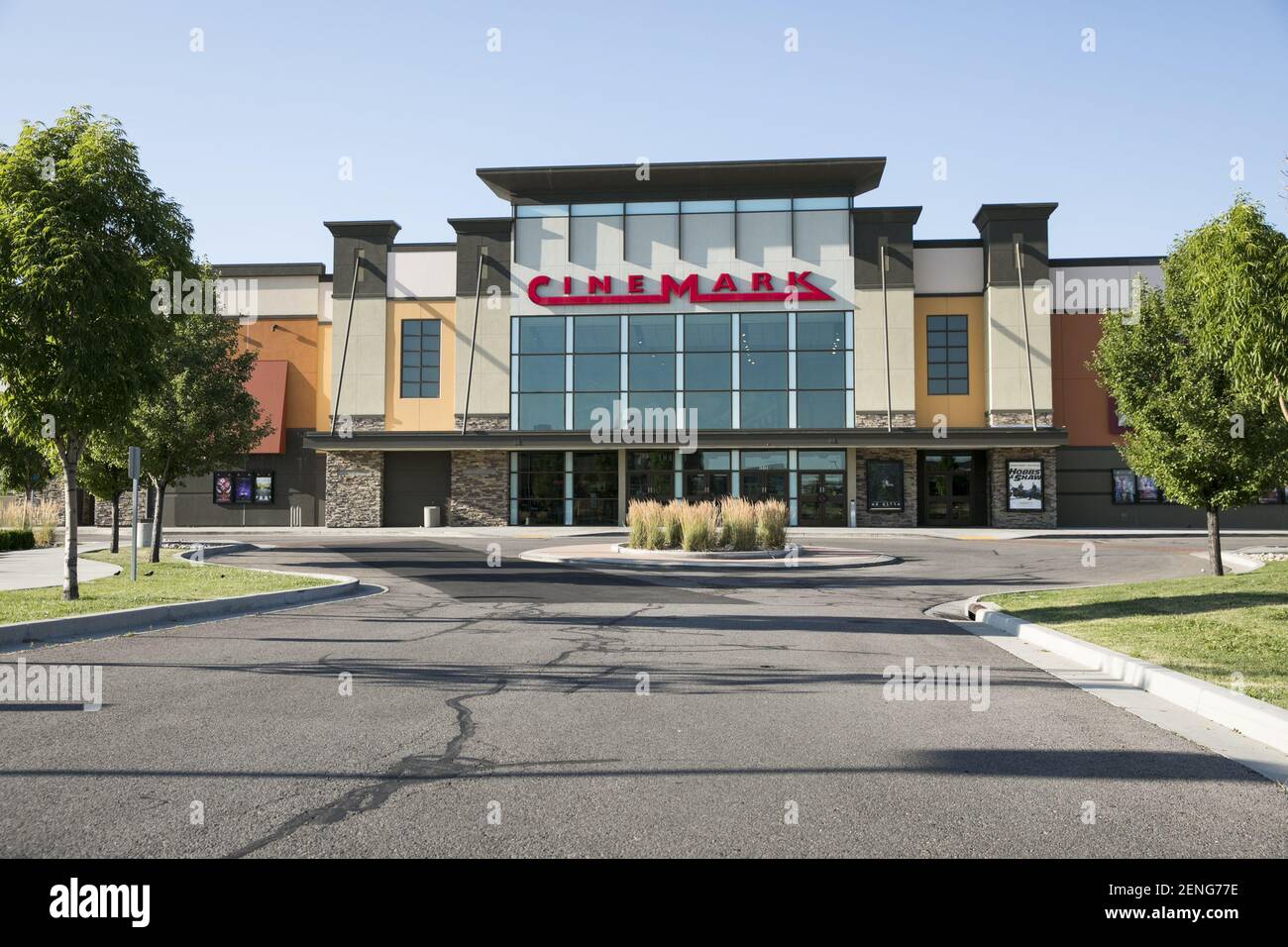 A logo sign outside of a Cinemark movie theater location in Draper, Utah on July 28, 2019