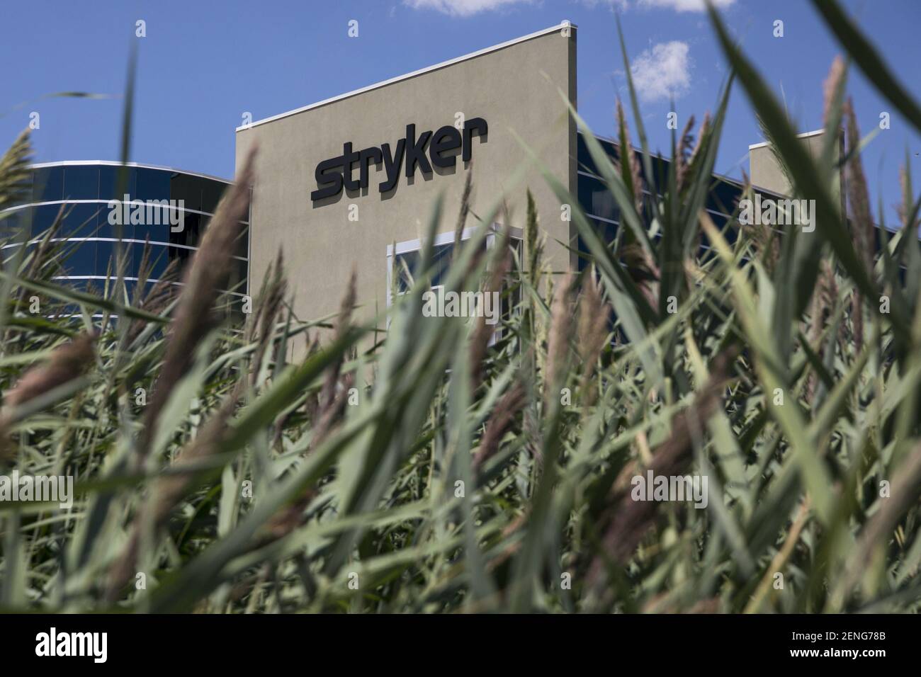 A logo sign outside of a facility occupied by the Stryker Corporation in Salt Lake City, Utah on